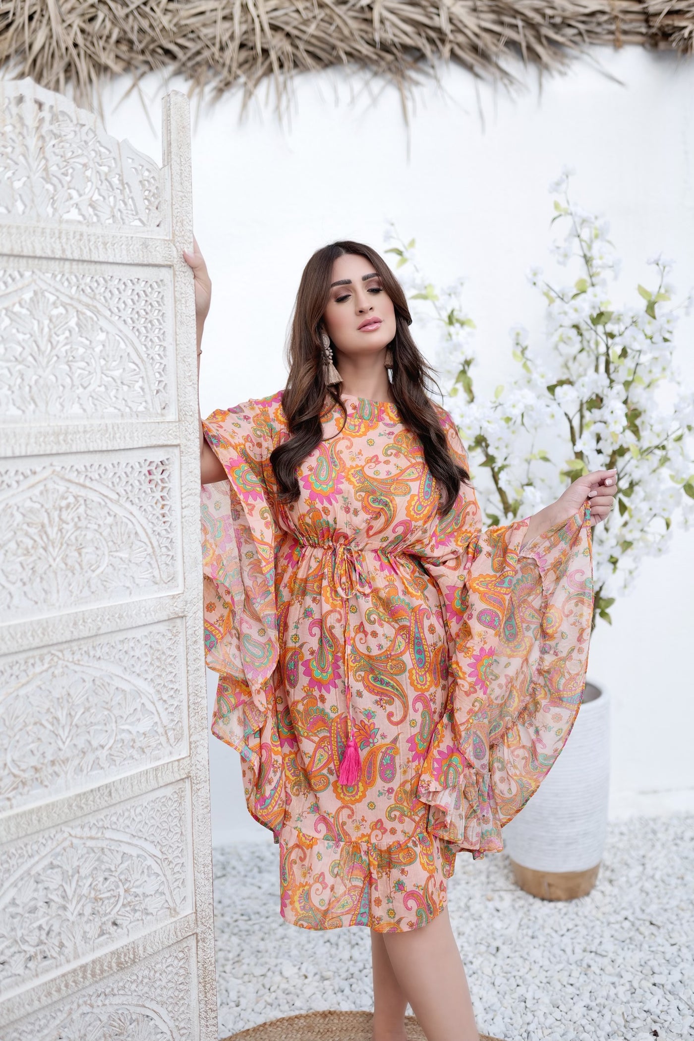 FOREVER ON HOLIDAY KAFTAN - CORAL