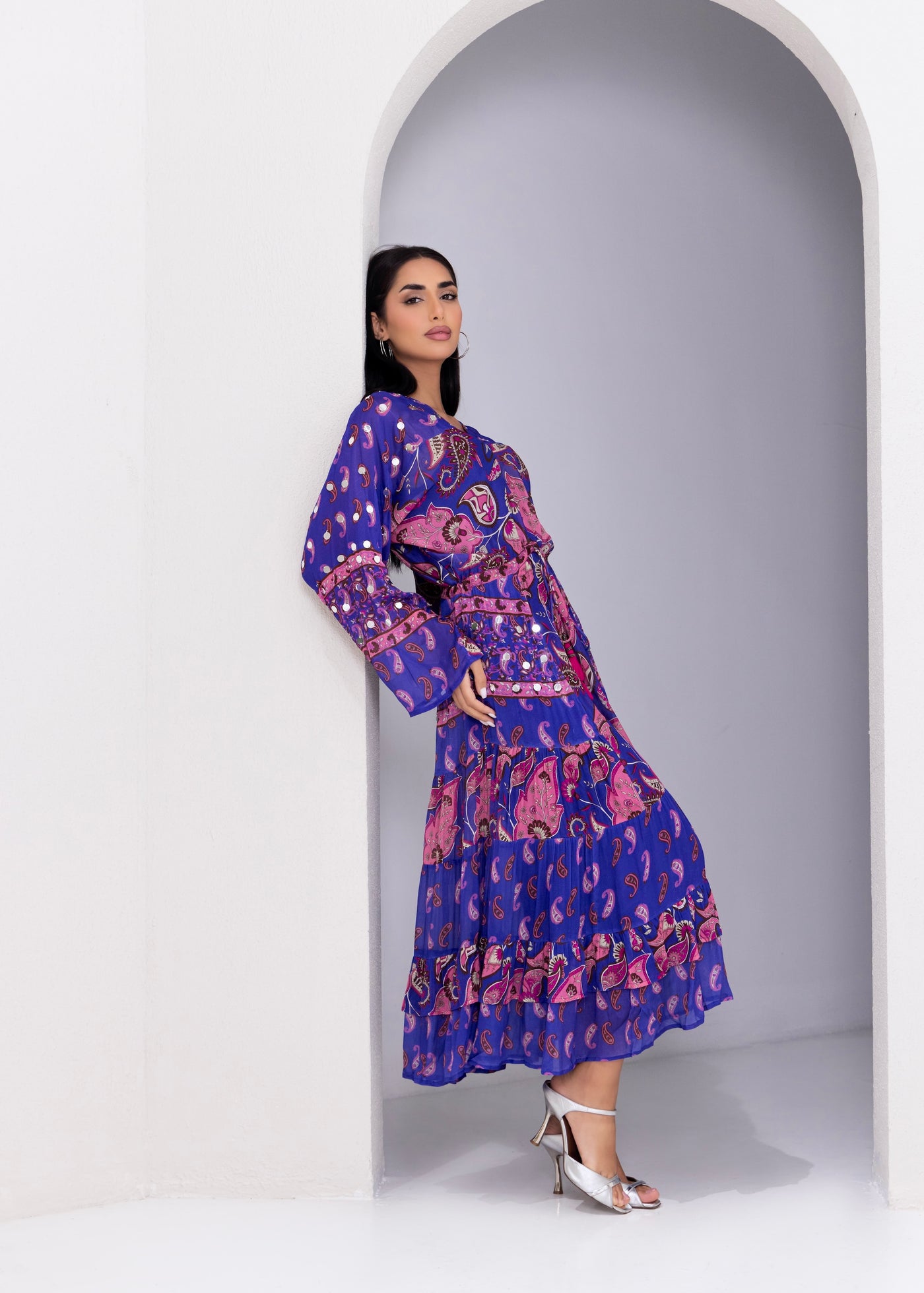 boho babe dress Boho Babe Color Block Floral Mini Dress in Violet