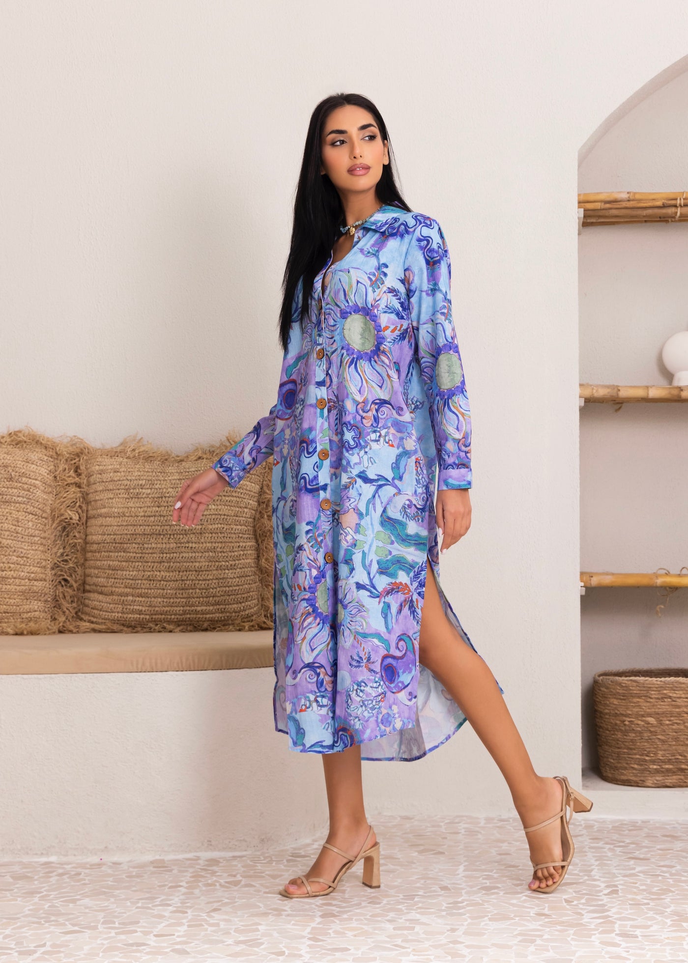 OCEAN BREEZE SHIRT DRESS - LAVENDER