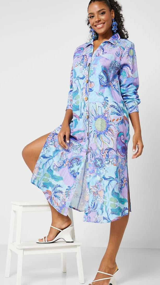 OCEAN BREEZE SHIRT DRESS - LAVENDER